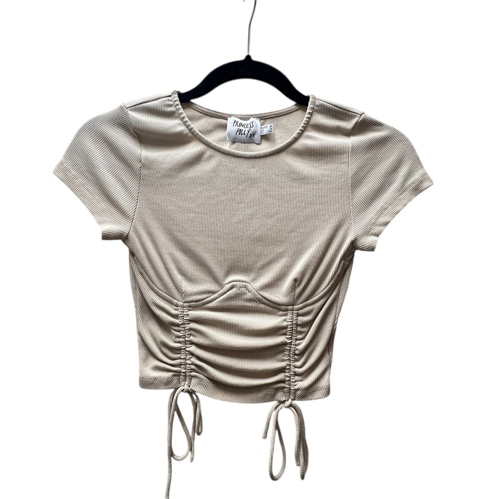 Princess Polly Beige Ruched Crop Top